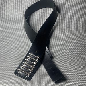Albatros Womens Belt Size XL Black Genuine Leather‎ Metal Accent Goth Punk